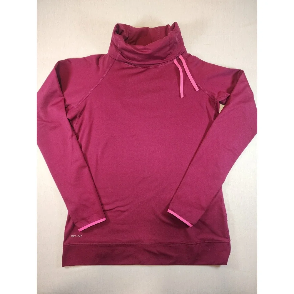 Nike Pro Dri-FIT Womens L Funnel Neck Training‎ Top Berry Pink Long Sleeve Large